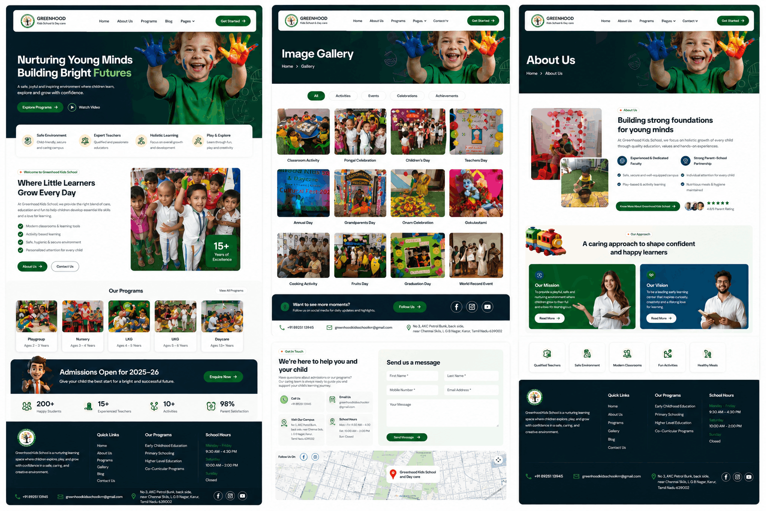 Gallery module - school activities, classroom experiences and events documented for prospective families
